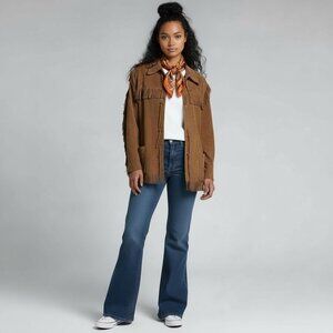 Vintage Genuine Real Suede Leather Brown 70s Fringe Jacket Retro Size 54 Unisex